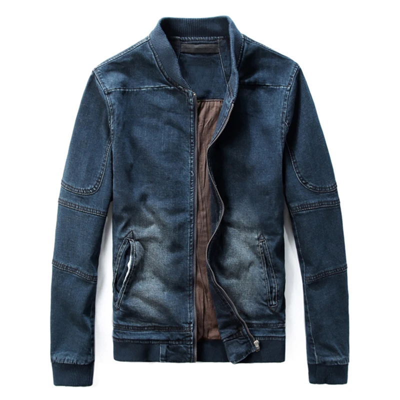 Осенне зимняя Корейская мужская Тонкая джинсовая куртка со стоячим воротником