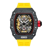 classic 12 color visable mechanical men watch yellow rubber strap automatic movement rm design sweep glide luxury wristwatches