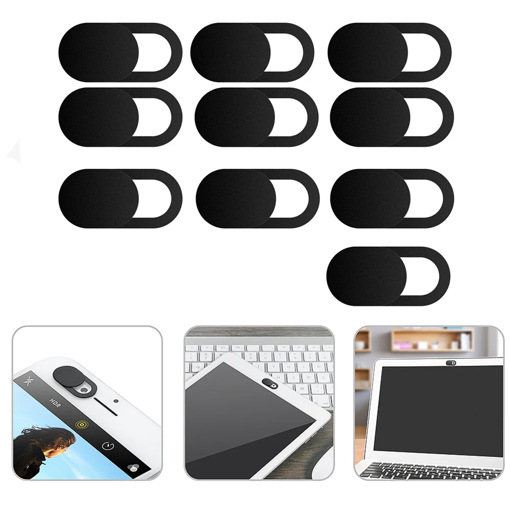 

Black 10Pcs Ultra-Thin Webcam Covers Web Camera Sticker Cover Cap for Laptop Macbook Cell phone PC