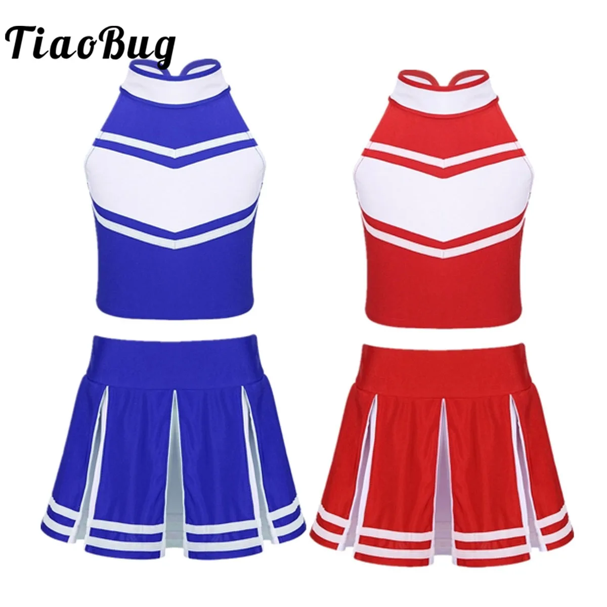 

Kids Girls Cheerleading Costumes Uniform Children Cheer Stage School Fancy Dress Cosplay Outfits