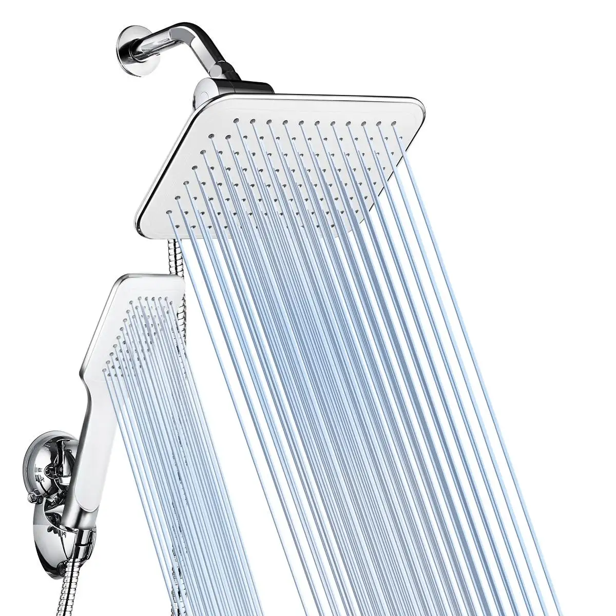 

Shower Head Combo, Adjustable Rainfall Showerhead & Handheld Shower Head Combo with Strong Suction Cup Holder