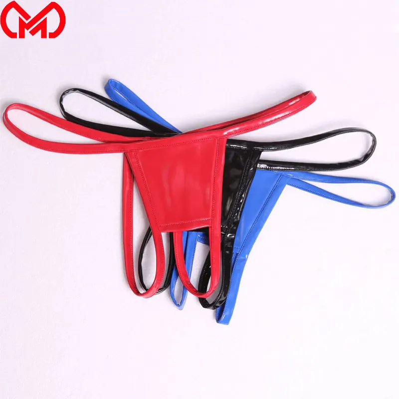

Plus Size Latex PVC Shiny Low-Rise G-string Panties Sexy Bandage Micro Thong T-Back Erotic Lingerie Smooth Thongs Stage Wear F23