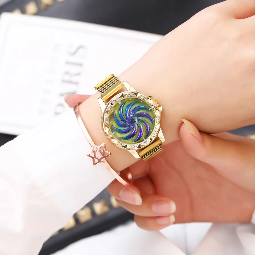 Женские кварцевые часы Vansvar с магнитной пряжкой из нержавеющей стали внутренним