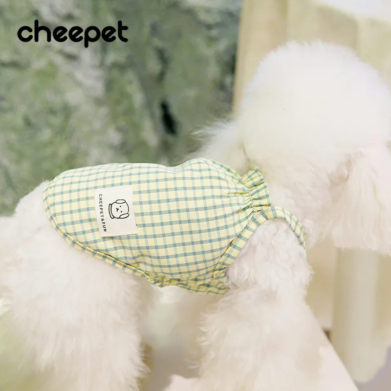 

Kawaii Pet Clothing Plaid Clothes for Dog Cartoon Small Costume Vest Print Dogs Spring Summer Fashion Colorful Girl Mascotas
