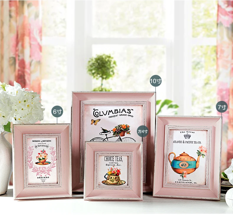 1pc Pink Frame 1 шт Настенная фоторамка мульти Винтажный стиль комбинация детская антикварная рамка для семейной фотографии белый синий желтый золотой серый Марко - Цвет: 1pc Pink Frame
