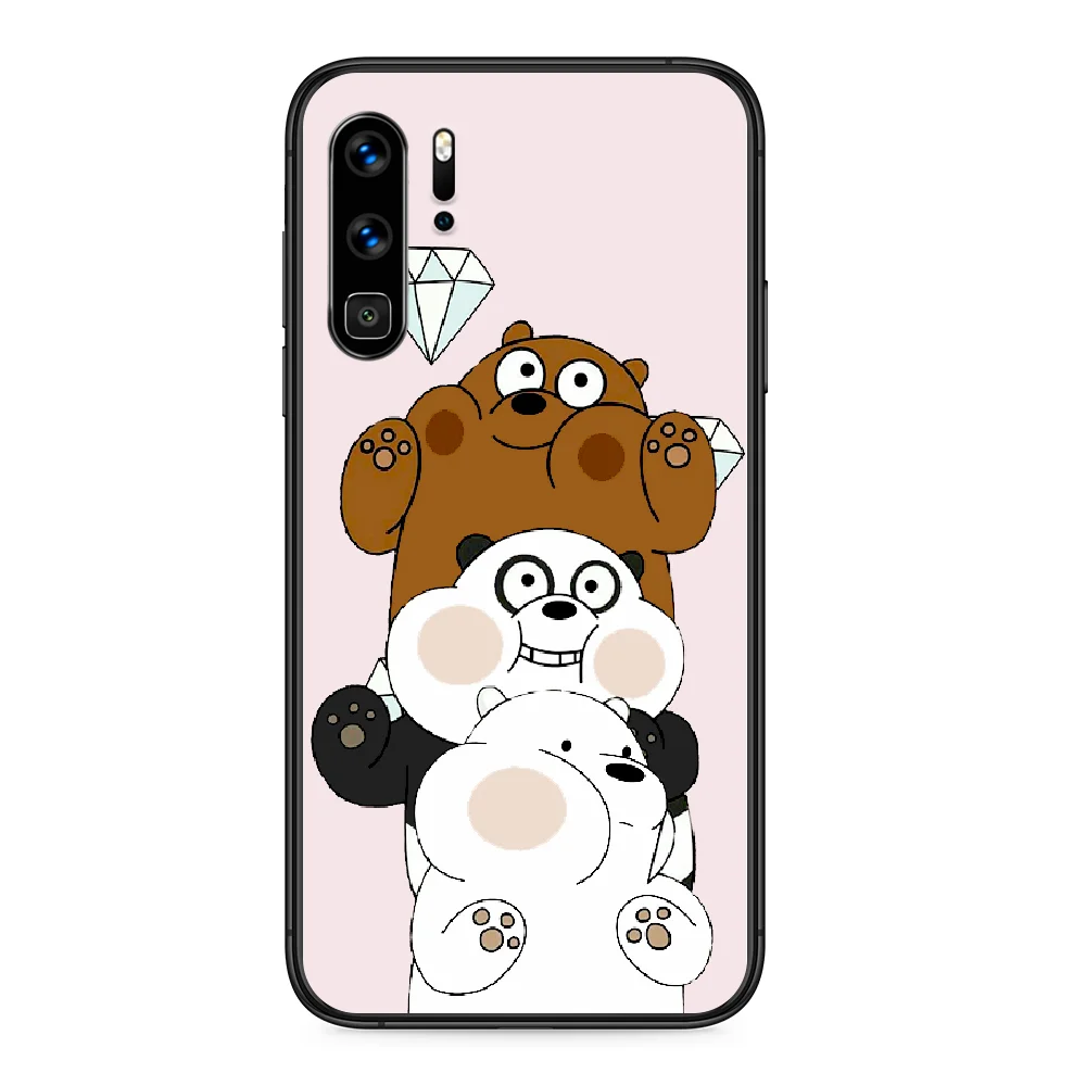 

We Bare Ice Bear Panda Phone case For Huawei P Mate Smart 10 20 30 40 Lite Z 2019 Pro black cell cover 3D waterproof fashion