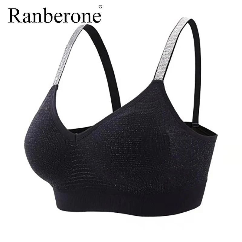 Ranberone Sports Bra Women Fitness Tops Seamless Yoga Bra Women Solid Quick Dry Padded Seamless Gym Top Push Up Sport Bra Tops