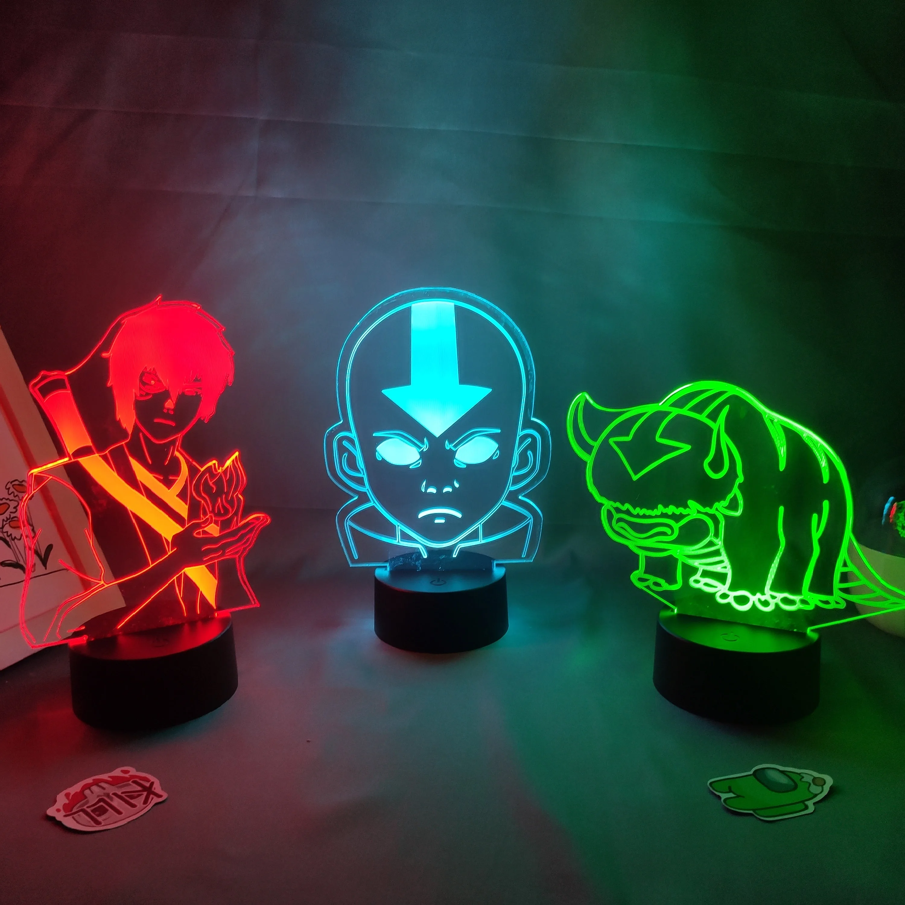 

Аватар, аниме-фигурка, 3D светодиодный RGB неоновый ночник, крутой красочный подарок для друга, красочная наклейка для спальни, манга, украшени...