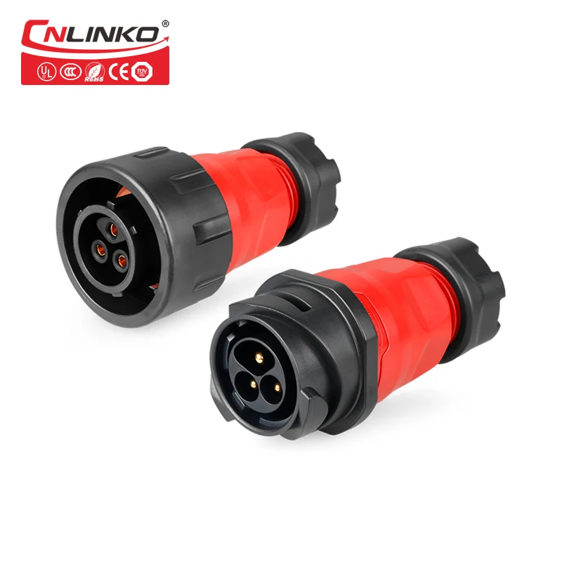 

Cnlinko YM24 3Pin Male Female Plug Socket Circular 1/4 Bayonet Plastic Red 25 A Power Cable Electric IP67 Waterproof Waterproof