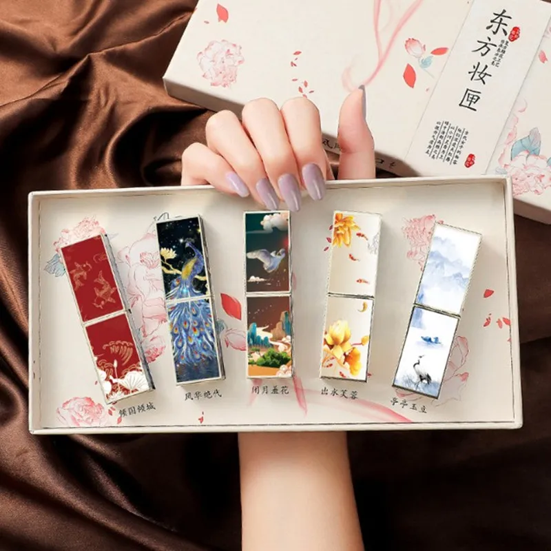 Китайская резная помада в винтажном стиле матовая бархатная стойкая Увлажняющая