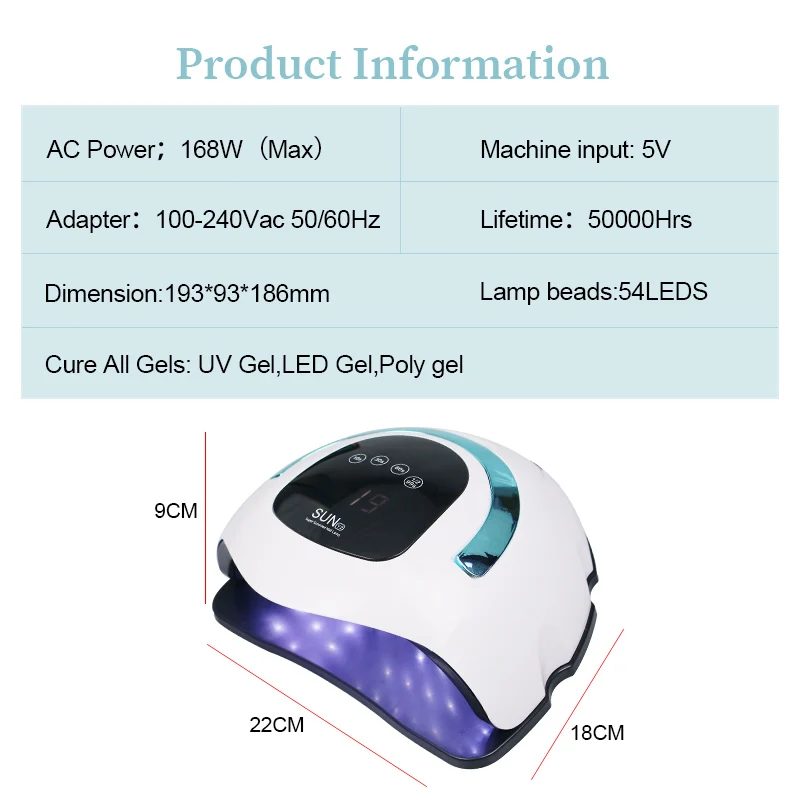 

108W/48W/24W High Power UV Lamp for Nails Pro LED Lamp Fast Curing Gel Nail Polish Dryer 54 LEDs Manicure Lamp Nail Art Tools