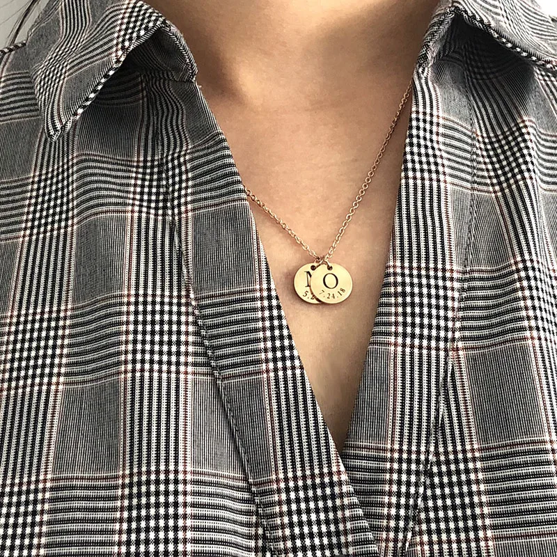 Персонализированное круглое ожерелье из нержавеющей стали индивидуальная