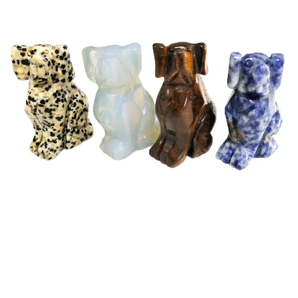 2 inch Natural Gemstone Hand Carved Quartz Crystal Dogs Decoration Gift Animal Figurines ZX | Дом и сад