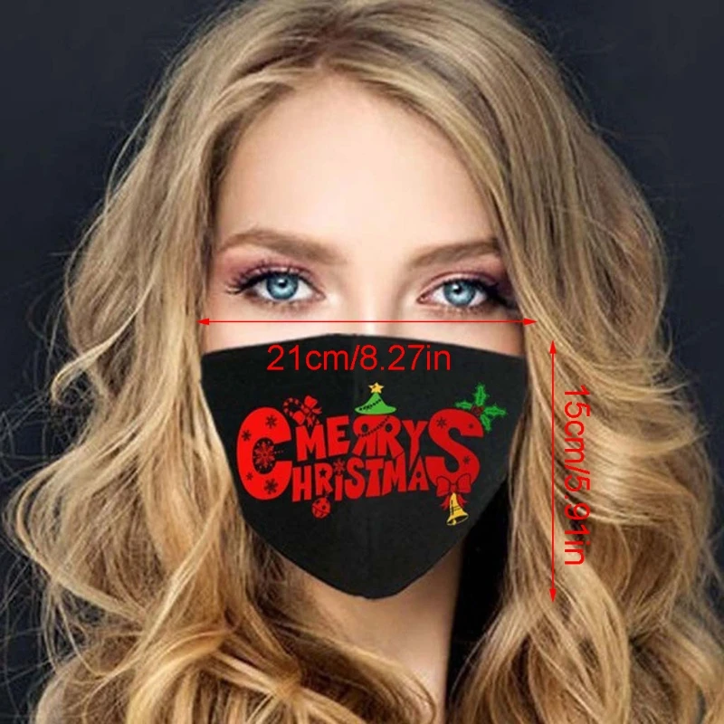 

Christmas Element Snowflakes Reusable Face Mask Washable Face Covering with Ear Straps Health Mouth Cover Clothing Accessories