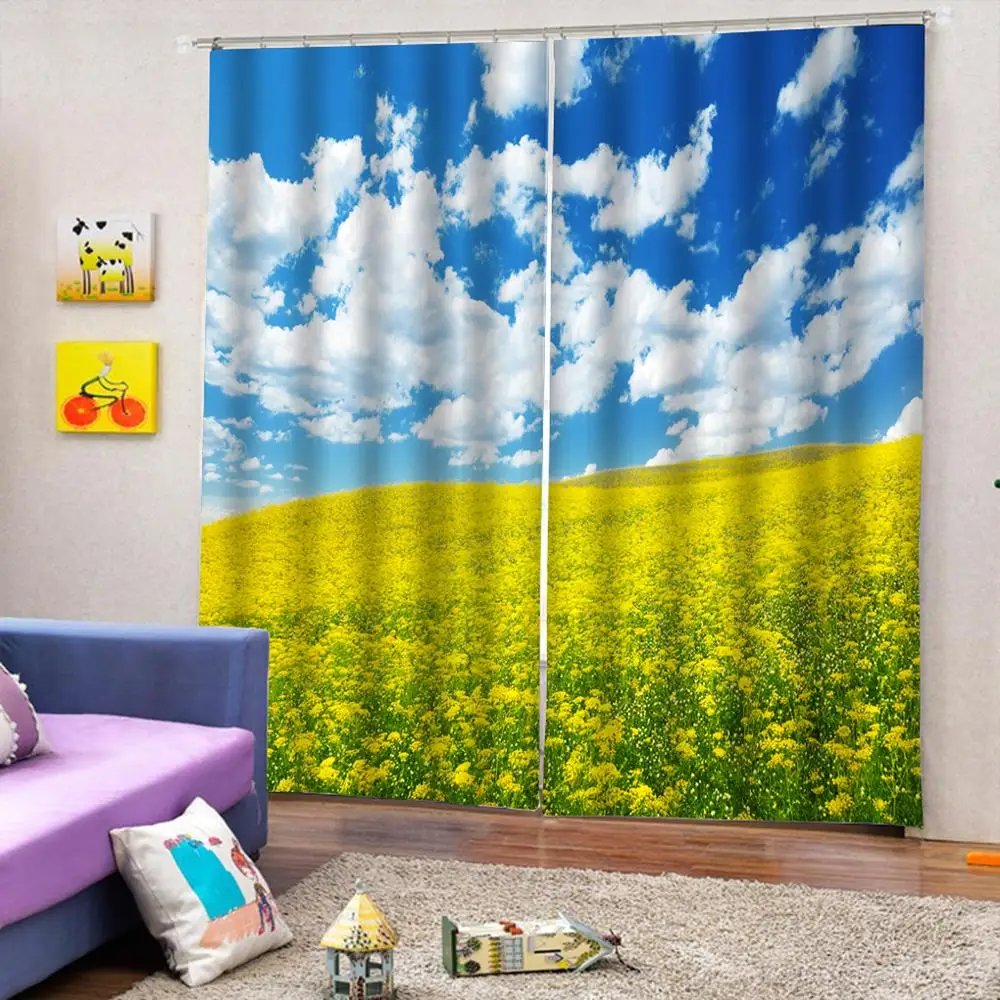 Buy Blue sky and white clouds Door Windows Curtains Backdrop Thin Living Room Bedroom Decorative Kitchen Drapes Clear print on