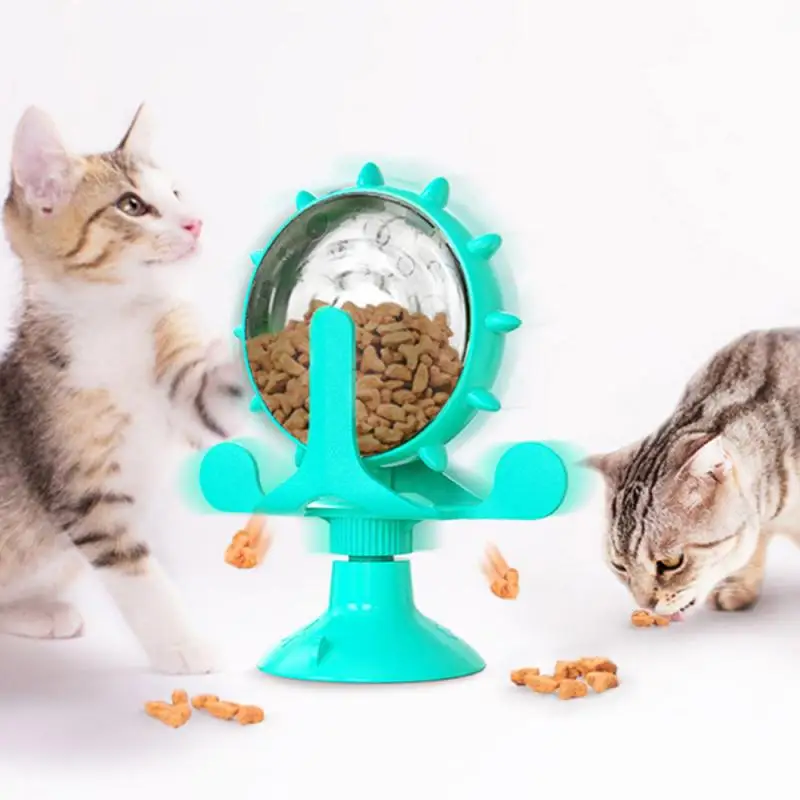 

New Pet Cat Slow Feeder Pet Toys Windmill Leakage Toy Teasing Puzzle Dog Food Feeder 360 Rotating Puppy Training Pet Supplies