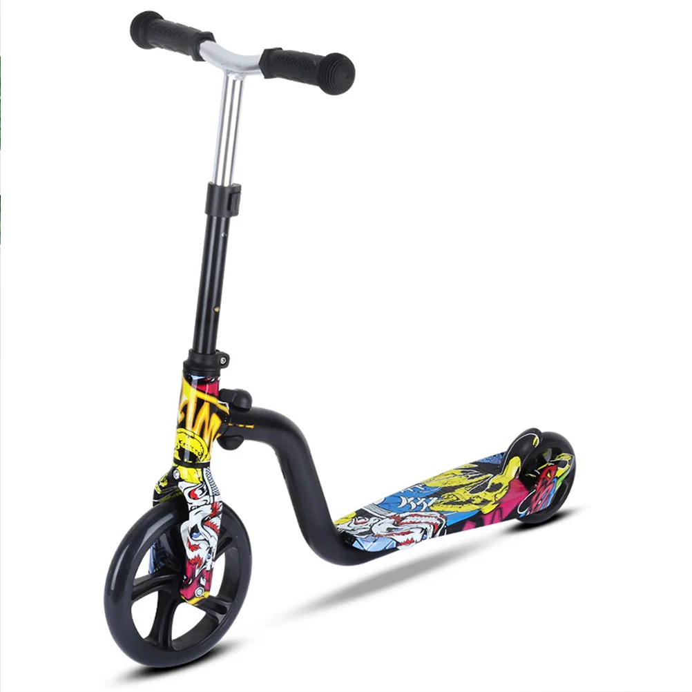 

1pc Children Two-wheeled Scooter Kid's Car Big Wheel Pulley Scooter Beautiful Printed Kick Scooter for Kids Playing (Random