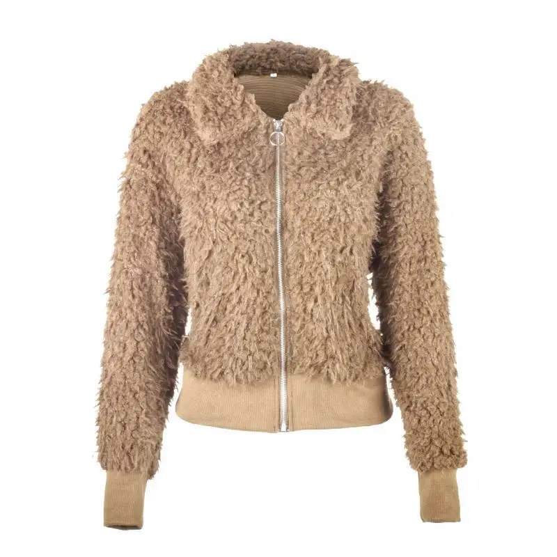 Зима, пальто для женщин, S-3XL, короткая куртка из искусственного меха, Женское пальто из искусственного меха на молнии, плюшевые пальто для девушек, плюшевое пальто, теплое, 1AKAK24