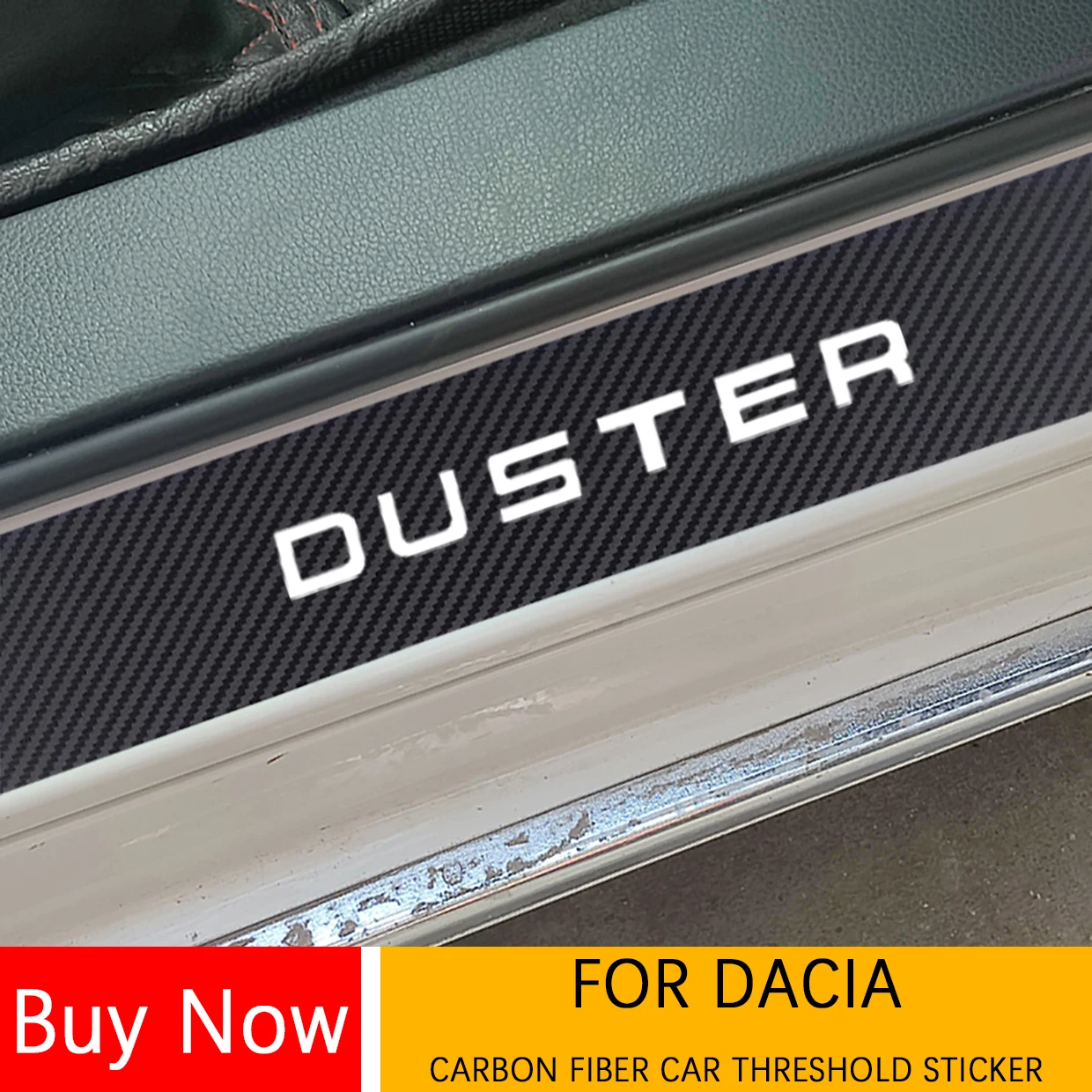 

FOR Dacia SANDERO LOGAN Stepway MCV LODGY DUSTER Carbon Fiber Car Door Threshold Pedal Scuff Plate Stickers Car Accessories