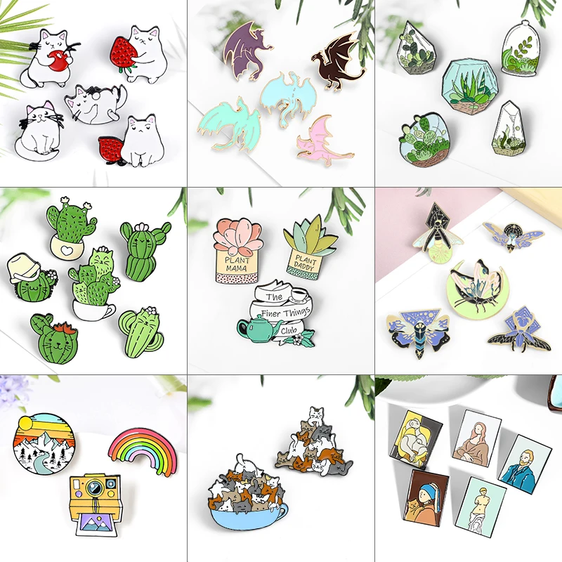 2 ~ 6 шт./партия растение животных Брошь эмалированный штифт светящийся бабочка