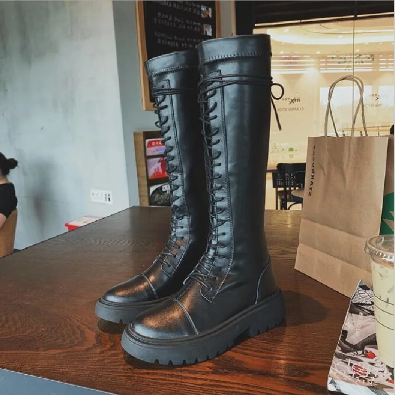 Женские сапоги до колена из натуральной кожи в стиле наездника женские