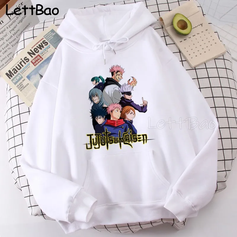 

Anime Jujutsu Kaisen Gojo Satoru Cartoon Print Men Streetwear Warm Hoodies Autumn Pink Soft Tops Mens and Womens Loose Hoody