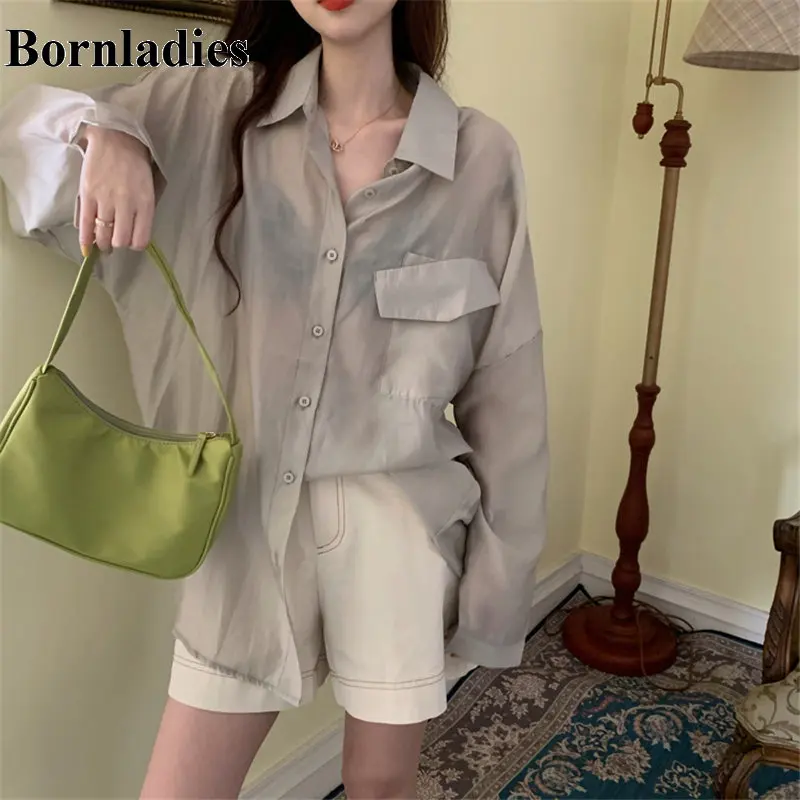 Bornladies корейский минималистичный однотонный Свободный Повседневный