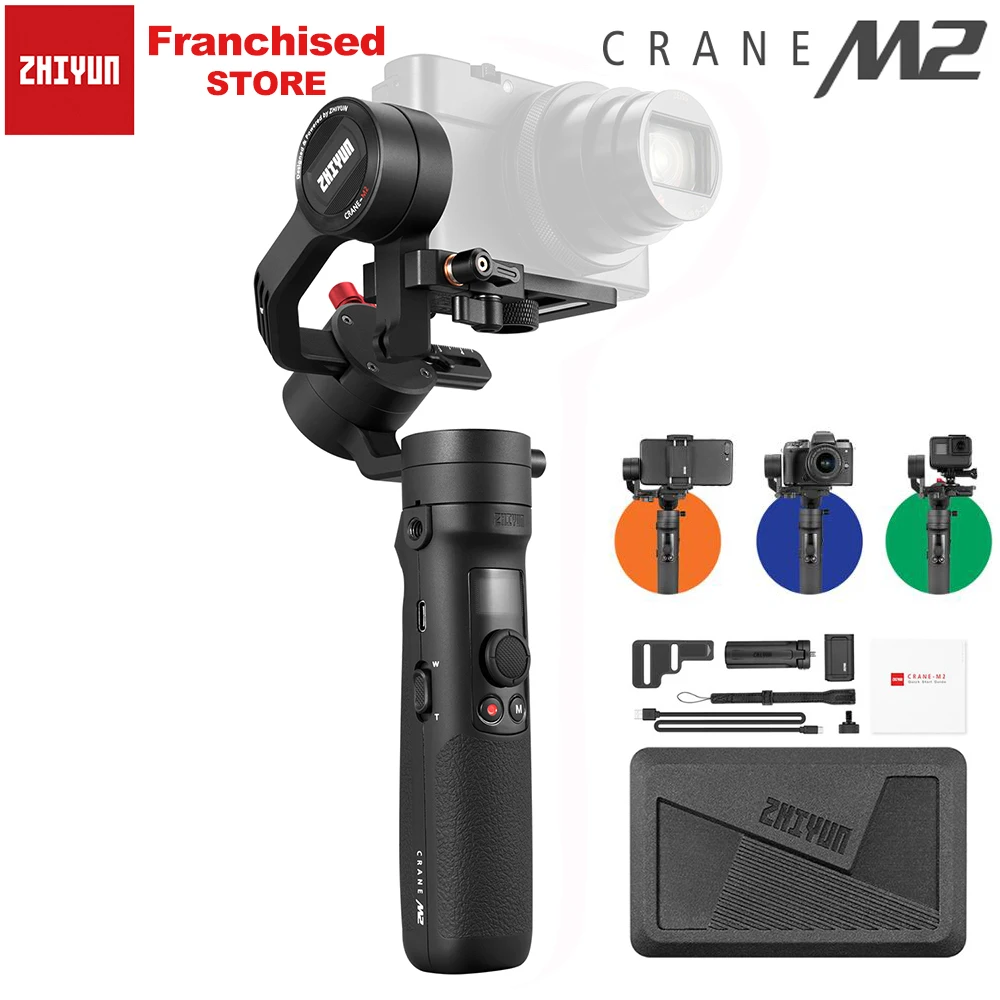 Zhiyun Crane M2 3-осевой Карманный Стабилизатор Для беззеркальных Камера экшн Камера& смартфон PK Feiyutech G6 Plus и Hohem