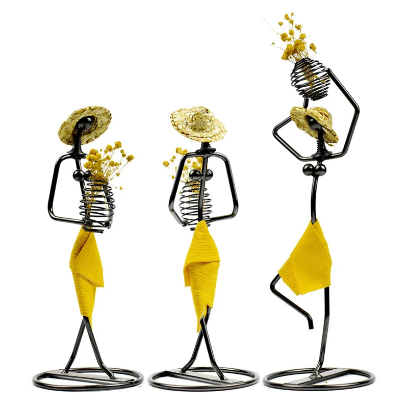 Креативная металлическая фигурка для девочки абстрактная соломенная шляпа