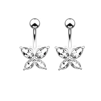 women jewelry butterfly zircon high quality navel piercings stainless steel silver color belly button piercing woman body