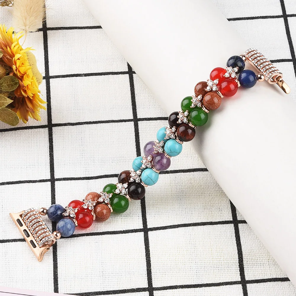 

Colorful Bead Bracelet for Apple Watch Band 40mm 44mm 38mm 42mm Jewelry Strap Series 6 SE 5 4 3 Women Wristband for Iwatch Belt