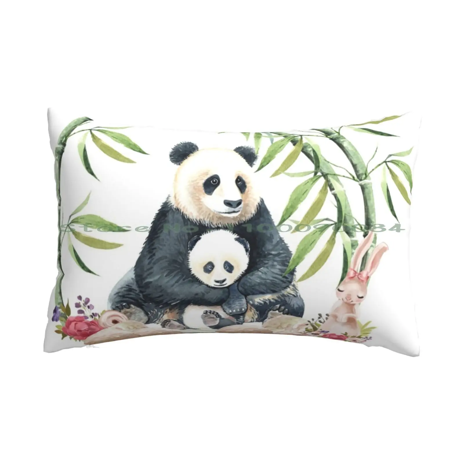 Чехол-наволочка с изображением панды матери малышом и кролика 20x30 50*75 дивана