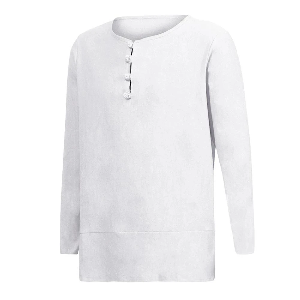 

Men's casual T-shirt solid color long-sleeved top O-neckBasic loose T-shirt top pullover