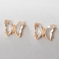 docona luxury crystal stone butterfly stud earrings for women fashion geometry metal earrings party jewelry accessory 19047