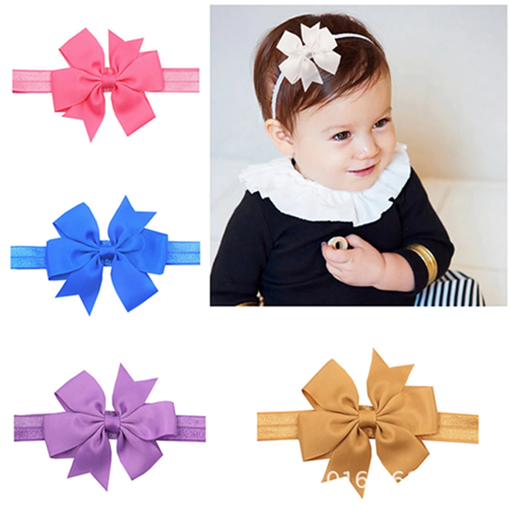 

5pcs/lot Grosgrain Ribbon Dovetail Bows Toddler Headband Fashion DIY Handmade Bowknot Elastic Infant Hairband Kid Hair Accessory