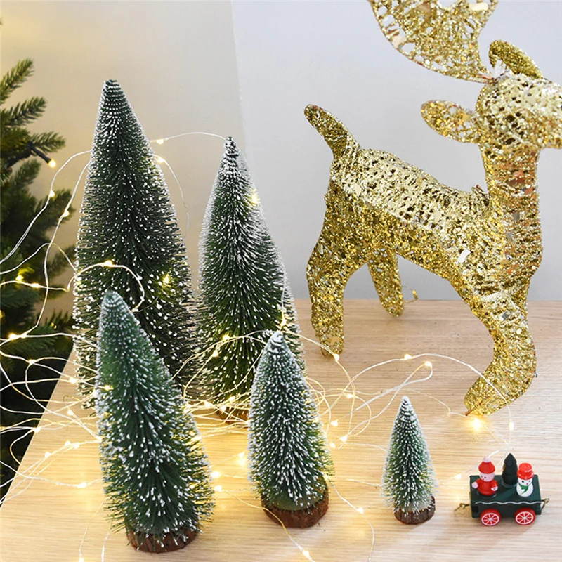 1pc Mini Christmas Tree Pine Needle Flocking Stained White Cedar Desktop Ornaments DIY Shooting Props Scene Decoration | Дом и сад