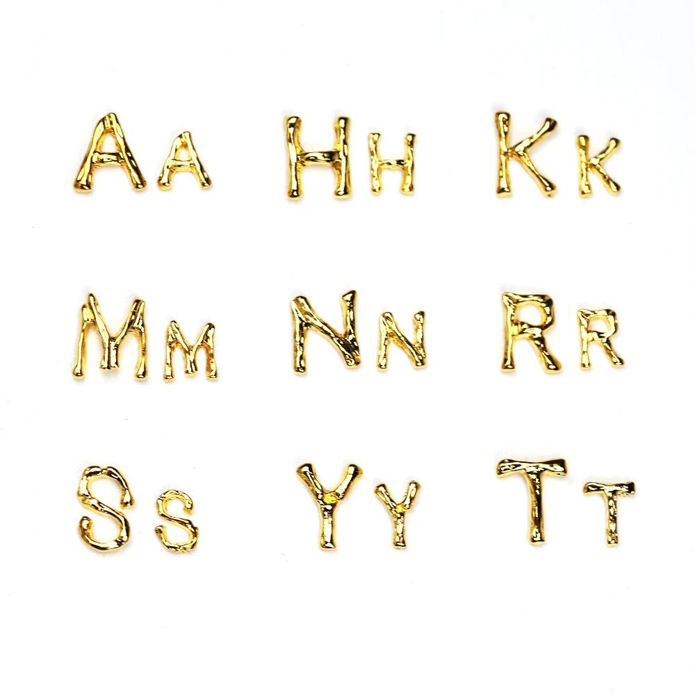 10 шт./пакет нейл арта сплав бриллиант позолоченные буквенные формы стикеры 3D