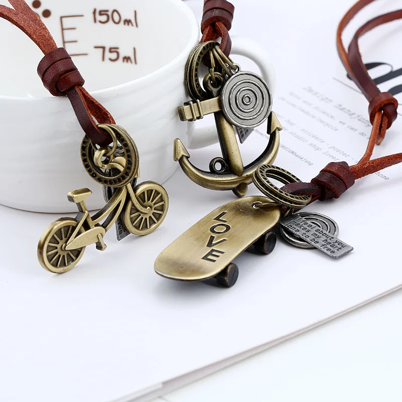 Модное винтажное ожерелье для мужчин и женщин подвески из сплава бронзы Длинная