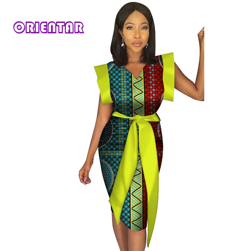 ORIENTAR для женщин в африканском стиле платье с принтом девочек поясом на талии и