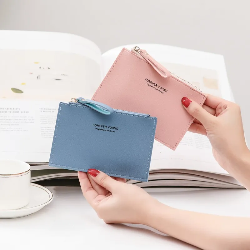 

1 Pc Candy Color Zipper Card Holder Women Business Card Case Slim Credit Cards Wallet Coin Purse Female Money Bag Small Wallets