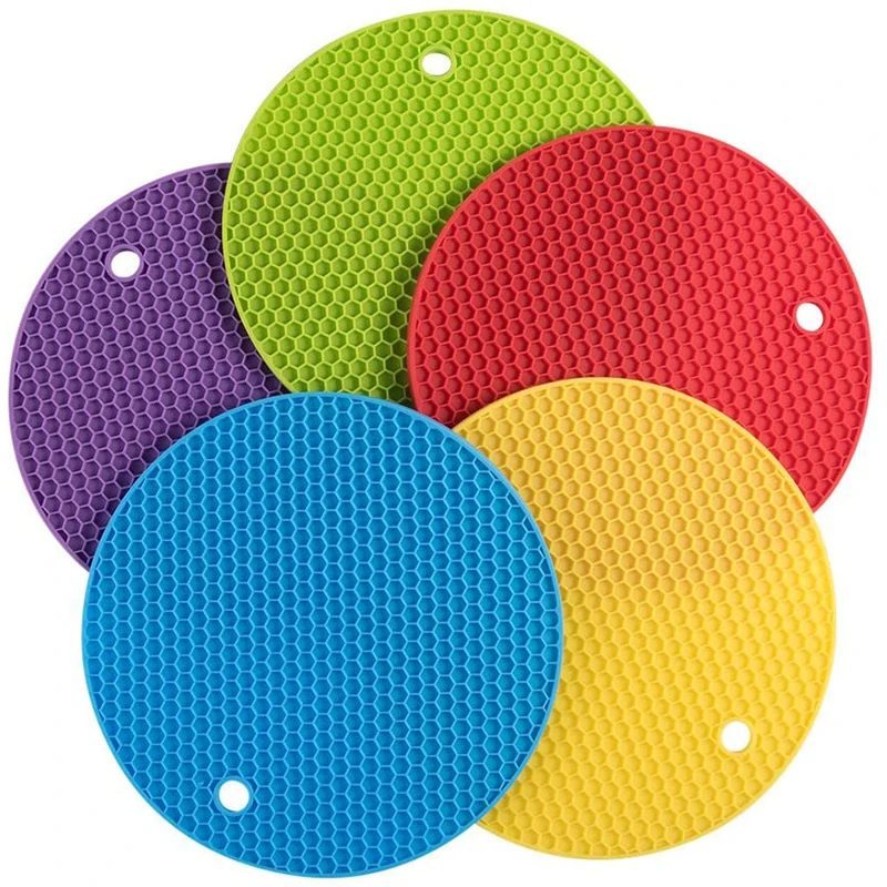 

5pcs Heat Resistant Silicone Mat Drink Cup Coasters Non-slip Pot Holder Jar Opener Gripper Table Placemat Kitchen Accessories