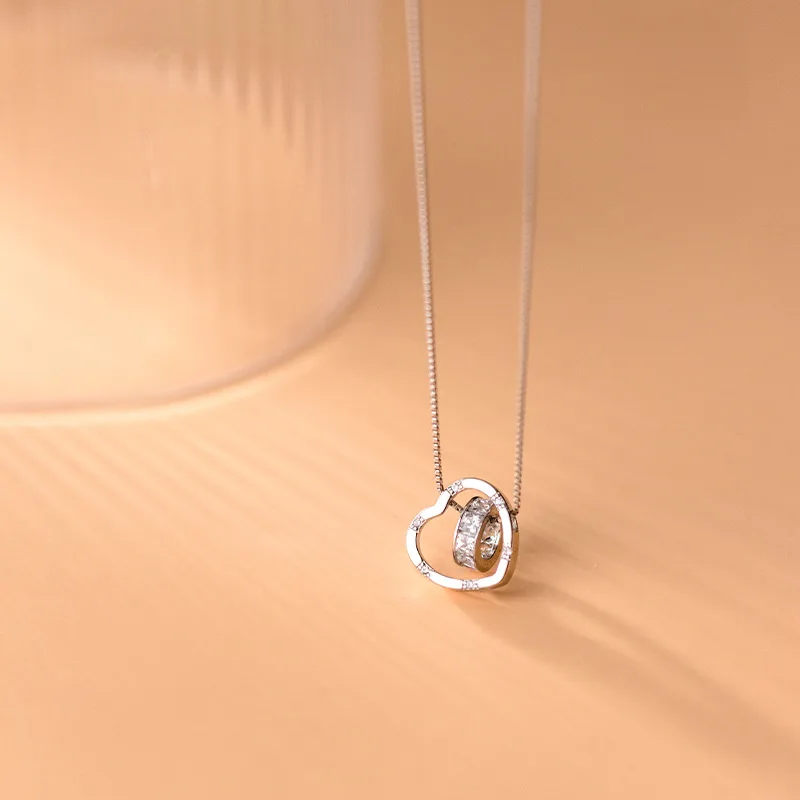 Для женщин ожерелье с подвеской в форме сердца коробка цепочка на шею 925