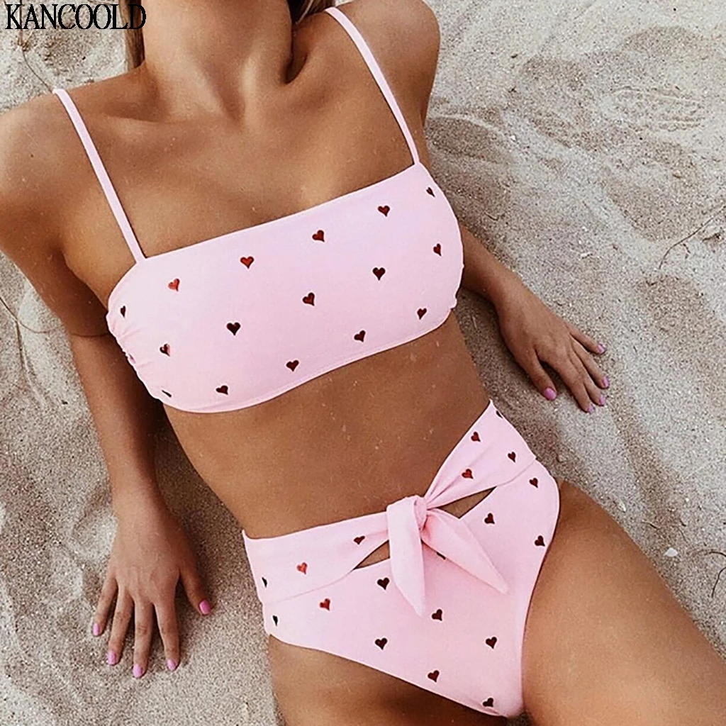 KANCOOLD комплект из двух предметов розовый бикини с надписью Love пуш ап градиентный