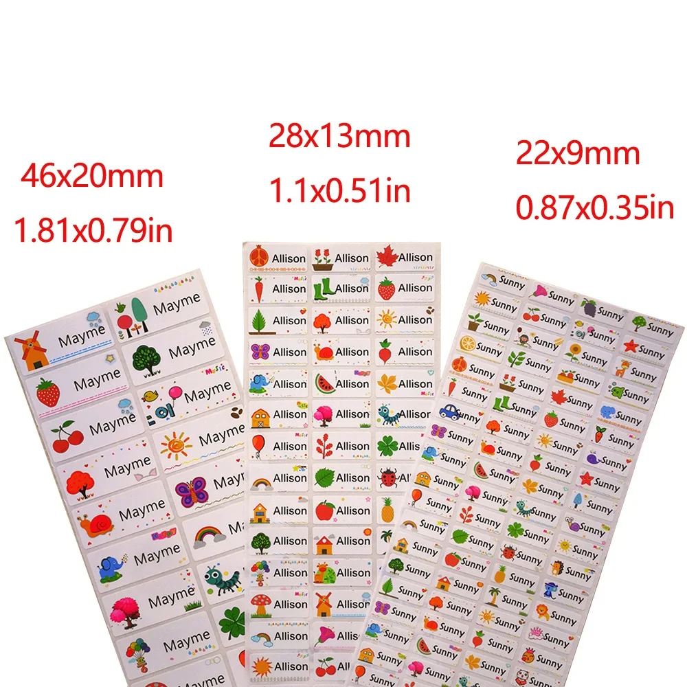 3 размера дети имя милые наклейки из мультфильмов шаблон на заказ