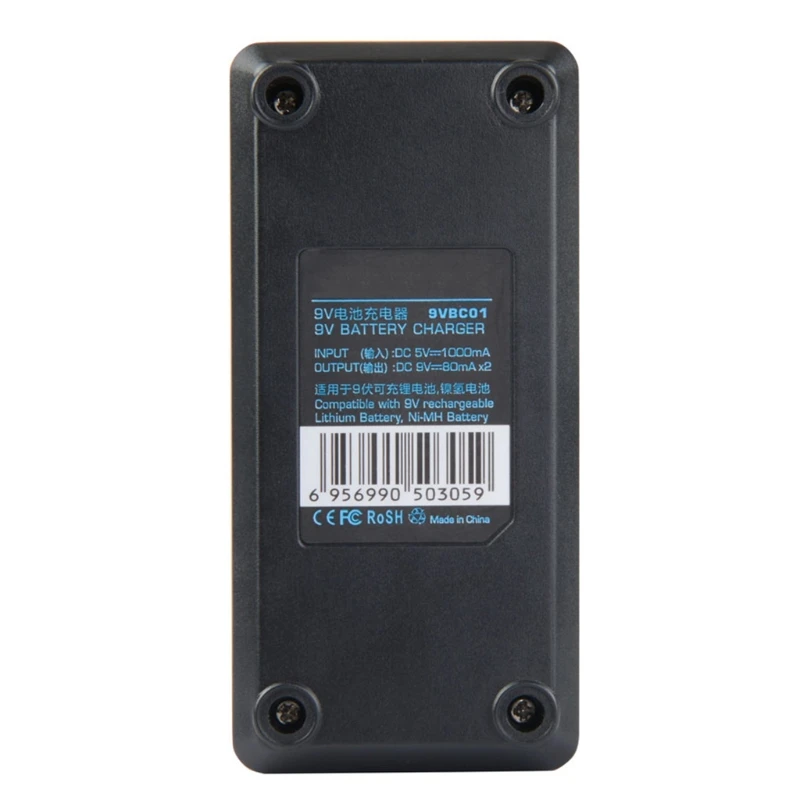 Зарядное устройство USB 9V 6F2 2 слота для перезаряжаемых литий-ионных и