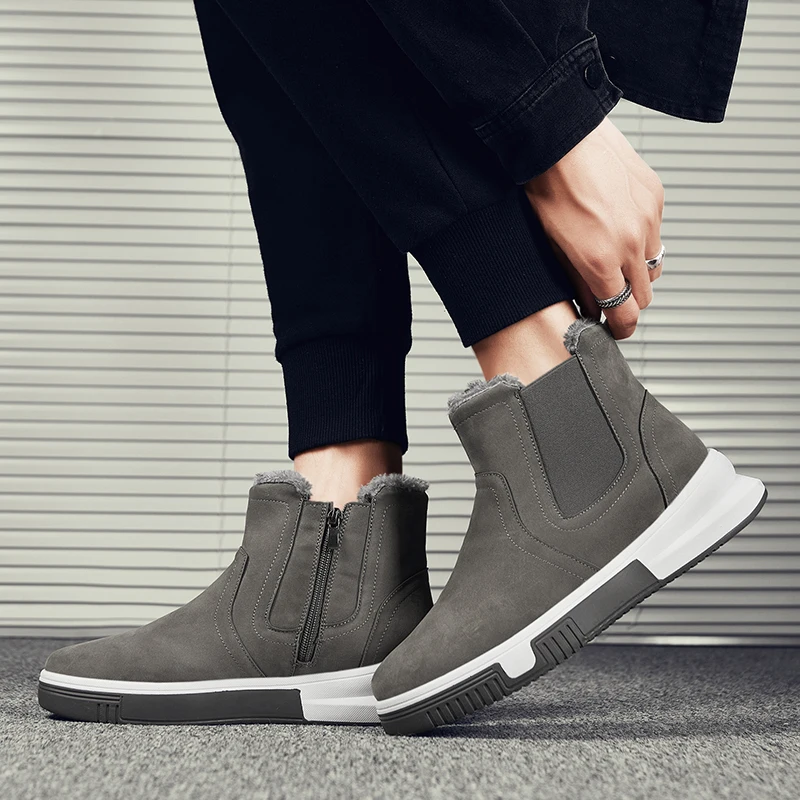 Мужские зимние ботинки с высоким берцем водонепроницаемая обувь из хлопка