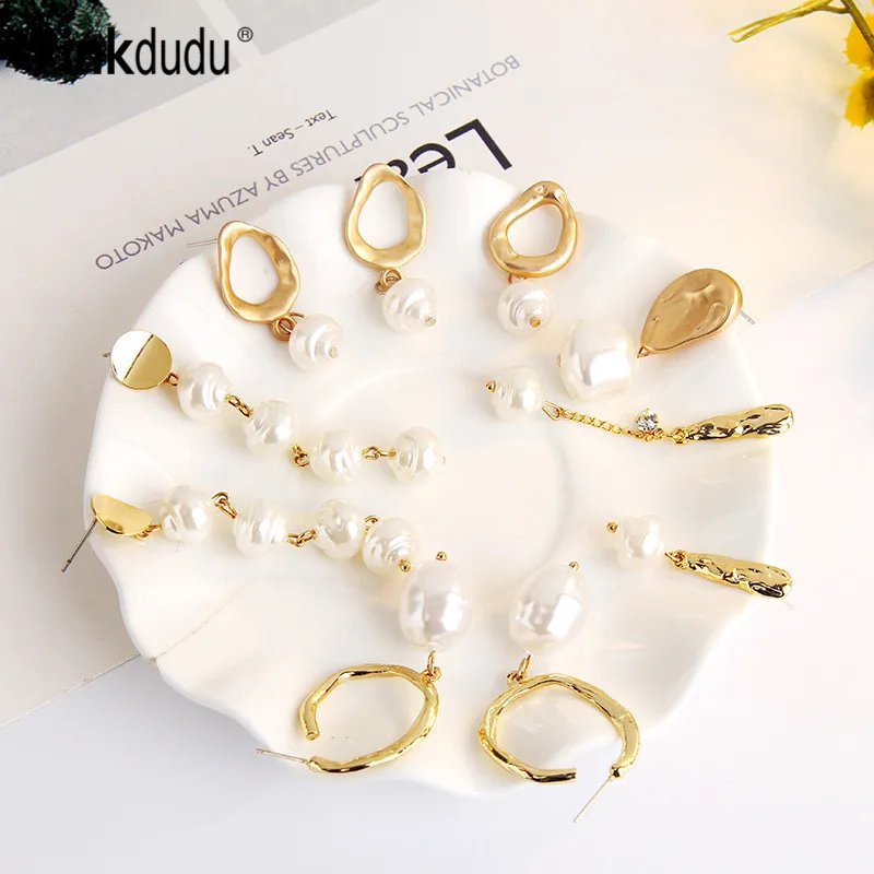 Pinkdudu новые модные уникальные дизайнерские золотые висячие серьги ручной работы