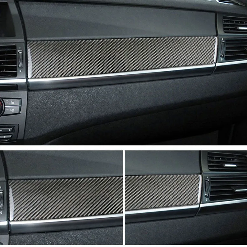 

Carbon Fiber Car Interior Control Dashboard Co-pilot Panel Decoration Strip Stickers for BMW E70 E71 X5 X6 Auto Accessories