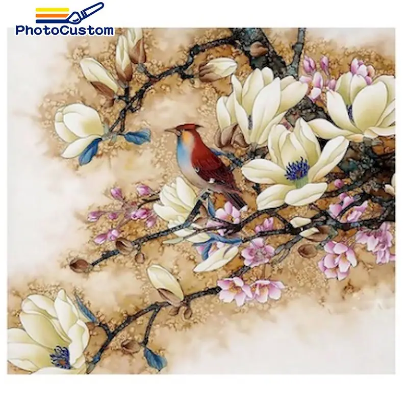 

PhotoCustom 5d DIY Diamond Painting Kit Flowers Bird Diamond Embroidery Mosaic Full Square/round Animals Diamond Paintings On Th