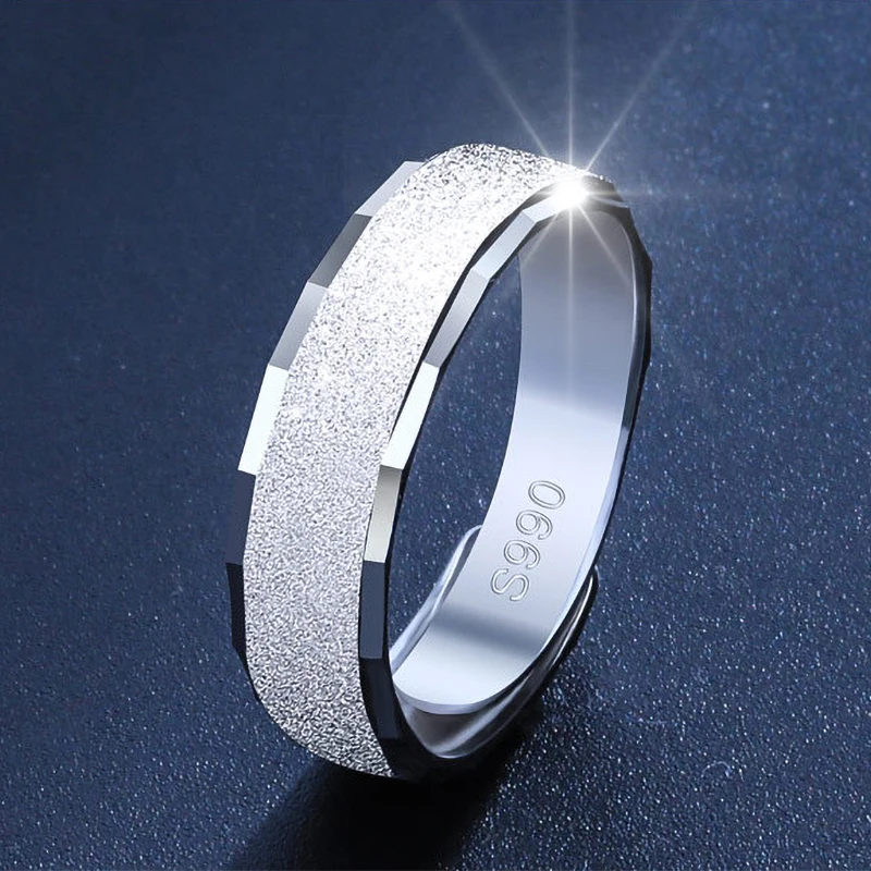 

2021 New Classic Matte Adjustable Rings For Women Men Silver Plated Simple Opening Female Jewelry Valentine Party Gifts